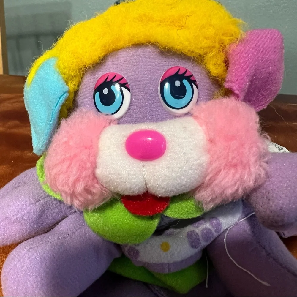Vintage 1987 Popple Flower plush purple white blue 80s VTG collectible